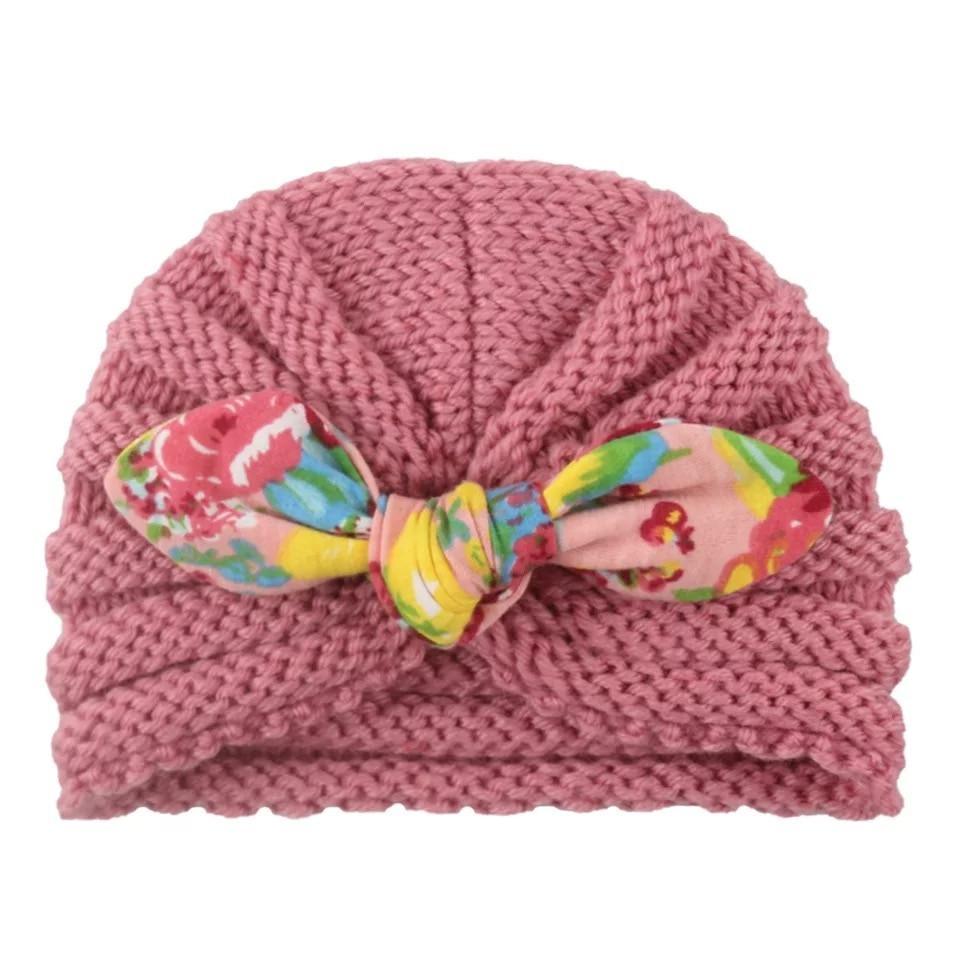 New Handmade Cotton Girl Hat Autumn Winter Baby Boy Girl Hat Colorful Bow Elastic Cute Baby Turban In Elegant Design
