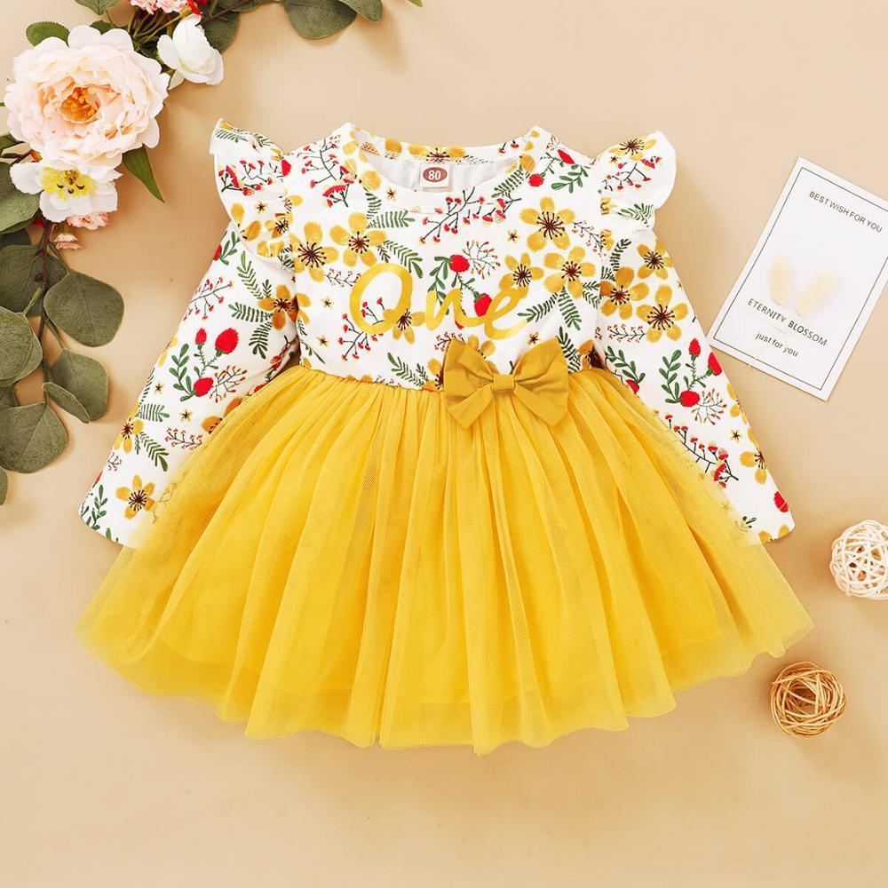 Baby Girl Flower Dress Pretty Bow Outfits Long Sleeve Toddler Girl Unique Design Perfect Gift