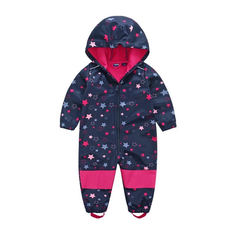 Ski suit For Children Soft Shell Outdoor Jacket Waterproof Fleece Lining Jumpsuit For Boys and Girls In Modern Colorful Design