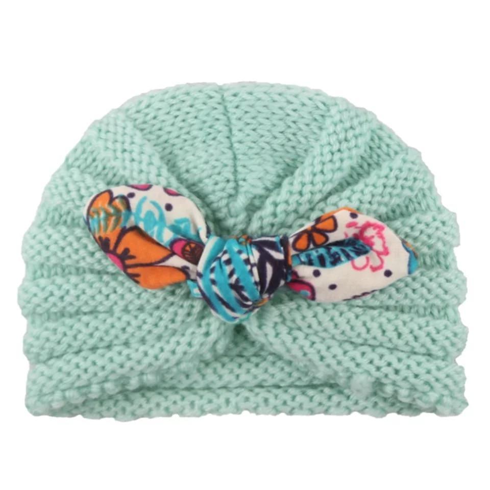 New Handmade Cotton Girl Hat Autumn Winter Baby Boy Girl Hat Colorful Bow Elastic Cute Baby Turban In Elegant Design