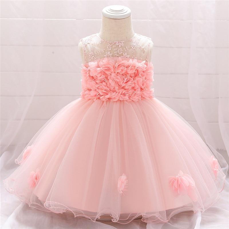 Luxury Elegant Handamde Girls Baby Dresses Lace Tulle Baptism Dresses for Party and Wedding Baby Clothing Dress