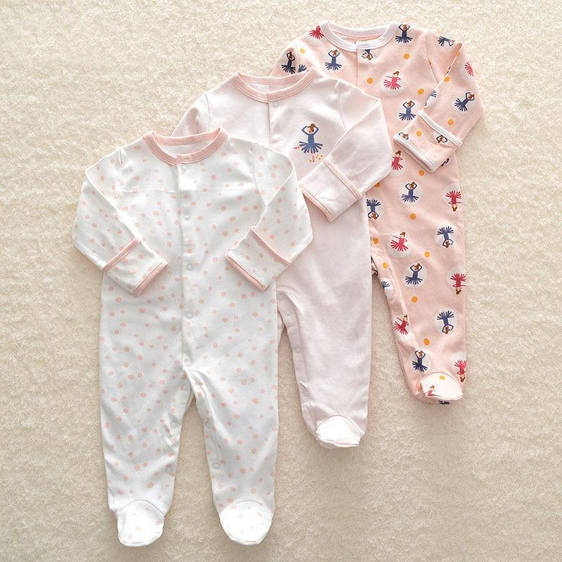 3Pcs Baby unisex Rompers Long Sleeve Sleep suit Cartoon Jumpsuit Baby Pajamas Stes For Kids Between 0-12Months