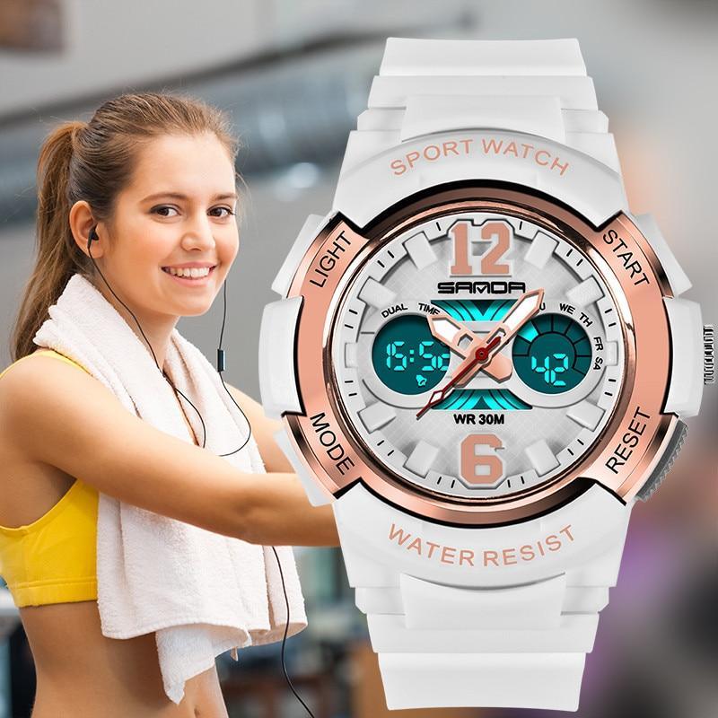 Fashion New Women Sports Waterproof 50m Watch With Digital LED Ladies Shock Display in Military Electronic Army Style