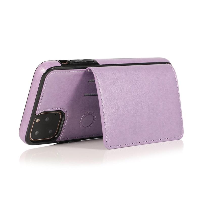 Leather Wallet Case For iPhone 11 Pro Max XS Max XR X 8 7 6S 6Plus 5 5S With Stand Card Pocket Case Cover Shockproof Texture PU Leather Wallet Cover