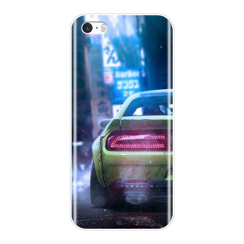 Cute Clear Flexible Silicone Auto Boys Design Back Cover For iPhone 5 S 5C 5S SE Car Sports Car Cool Men Fashion Silicone Soft Phone Case For iPhone 4 S 4S Case