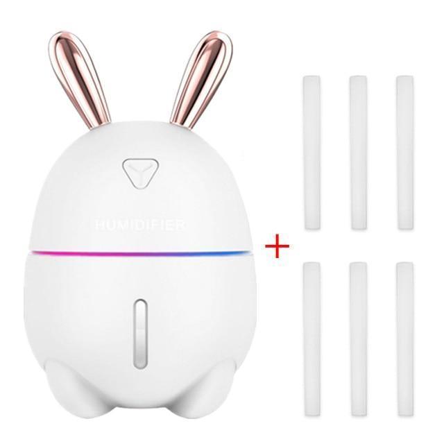 300ML Mini Air Humidifier Cute Rabbit USB Aroma Essential Oil Diffuser Colorful Night Light Car Office Mist Maker