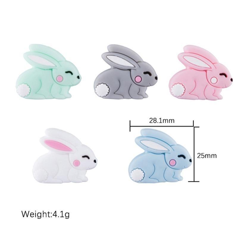 5PCS/SET Silicone Animal Beads BPA Free Baby Teething Beads Toy For Pacifier Clips New Born Silicone Rodent Tiny Rod Baby Teether For Baby Kids