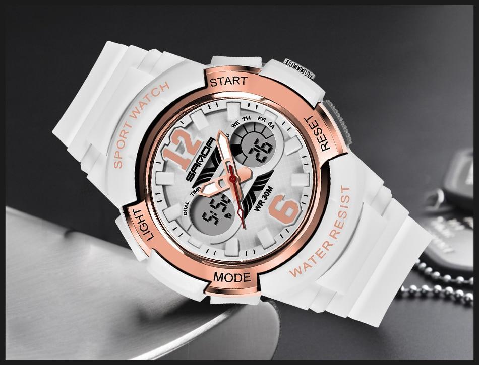 Fashion New Women Sports Waterproof 50m Watch With Digital LED Ladies Shock Display in Military Electronic Army Style