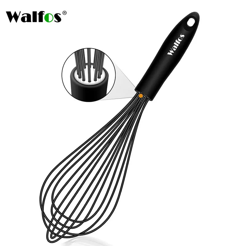 WALFOS Rotating Manual Whisk Mixer Set - Silicone Kitchen Baking Tool