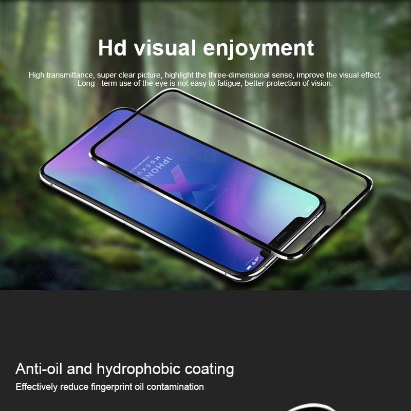 10D Curved Edge Aluminum Alloy Tempered Glass for iPhone X XS MAX 11 12 Pro Max mini 6 6S 7 8 Plus Full Cover Screen Protector Titanium Alloy Metal Edge Full Coverage Front Tempered Glass Screen Protector for iPhone