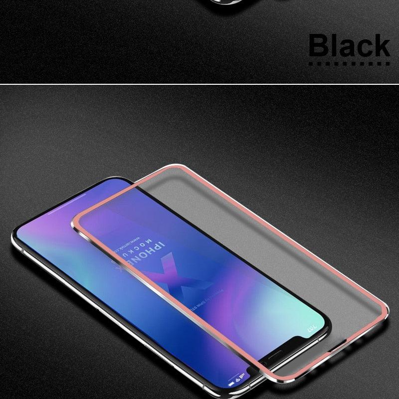 10D Curved Edge Aluminum Alloy Tempered Glass for iPhone X XS MAX 11 12 Pro Max mini 6 6S 7 8 Plus Full Cover Screen Protector Titanium Alloy Metal Edge Full Coverage Front Tempered Glass Screen Protector for iPhone