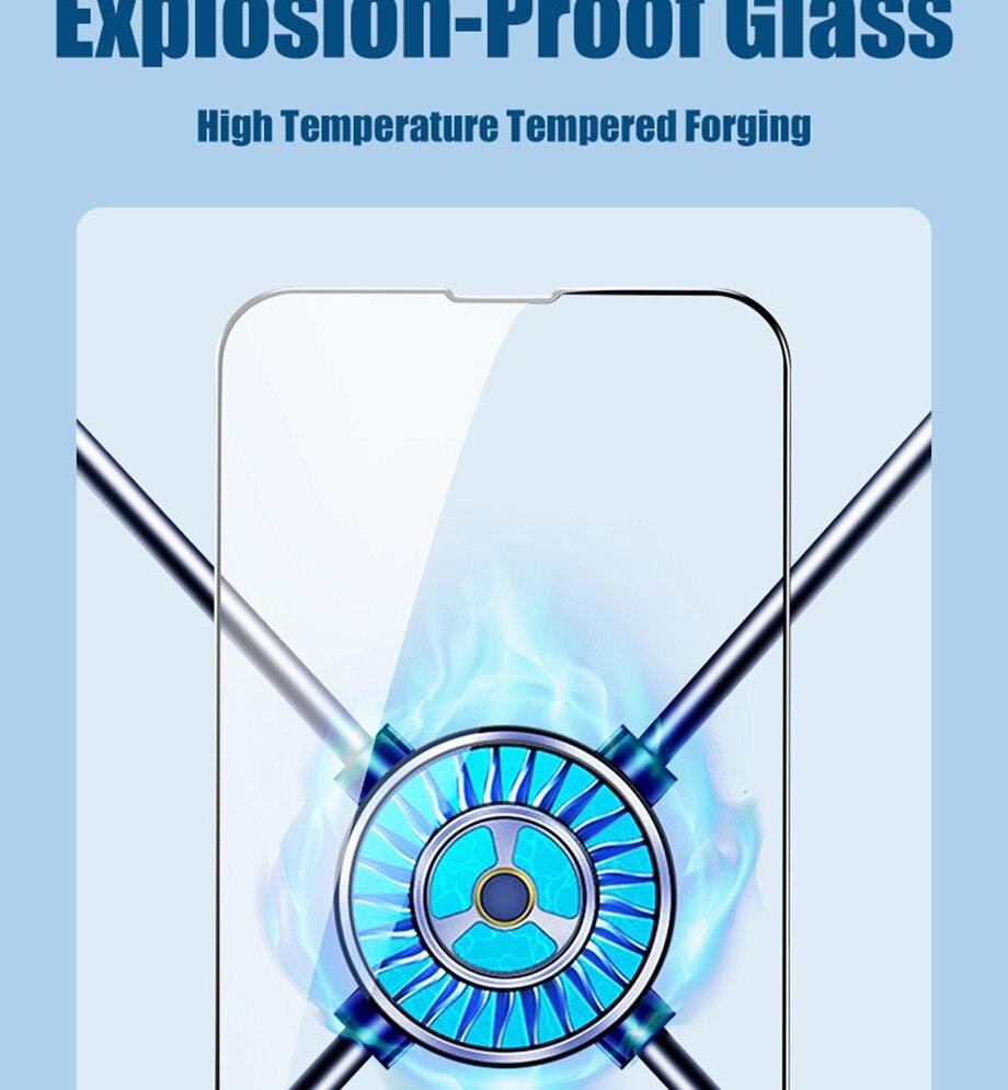 4Pcs Full Cover Screen Protectors for IPhone 13 11 12 Pro Max Mini 13Pro 11Pro 14 PRO XS MAX X XR SE 6S 8 7 Plus Tempered Glass Ultra Clear Tempered Glass Case Friendly Easy to Install Screen Protector