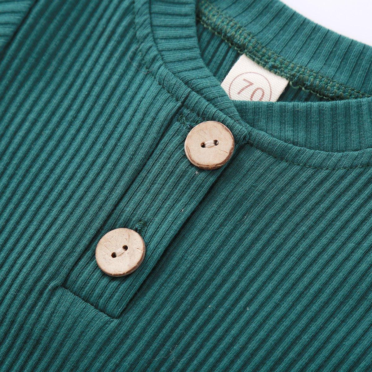 Infant Newborn Baby Spring Autumn Ribbed Solid Clothes Sets Long Sleeve Bodysuits , Elastic Pants 2PCs