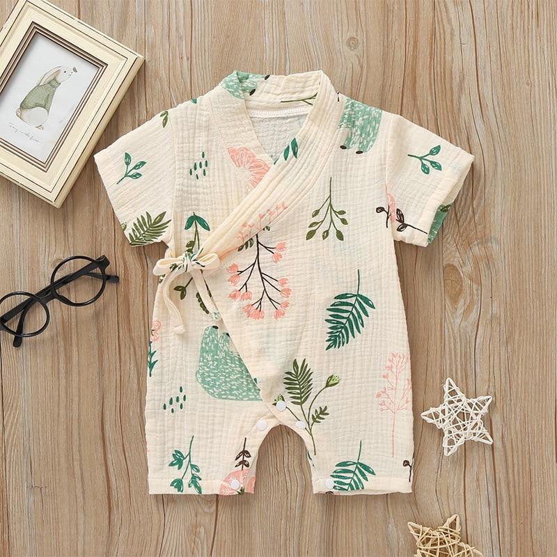 Summer Baby Girl/Boys Clothing Short-sleeved Rompers Jumpsuit Floral Print Cute Soft Newborn Infant Baby Playwear For Girls and Boys Kids