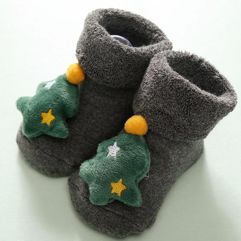 Luxury Modern Christmass Children's Socks With Doll Baby Keep Warm Elk Non-Slip Socks Newborn For Infant Toddler Kids