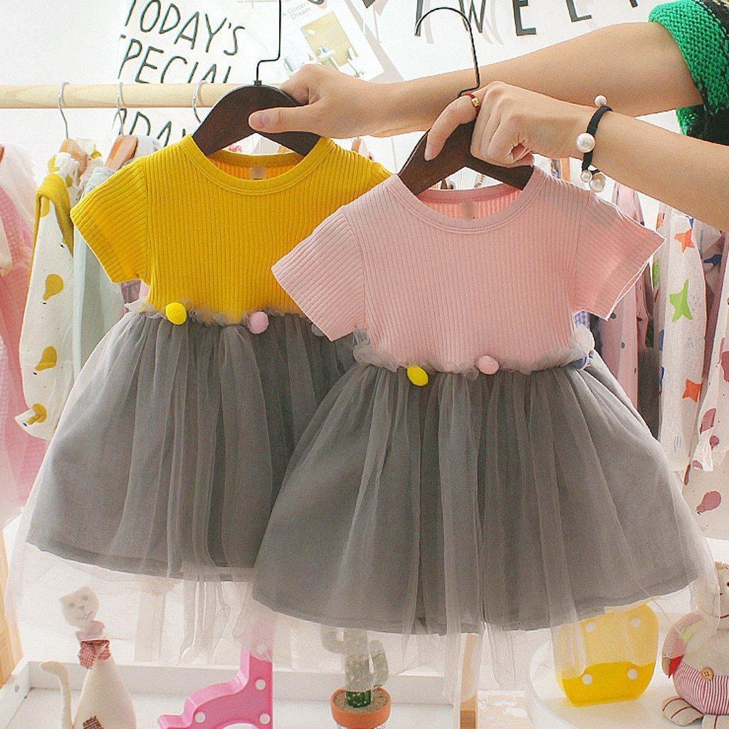 Fashion Modern New Spring Toddler Kids Baby Girls Patchwork Tulle Casual Princess Dress For Girls