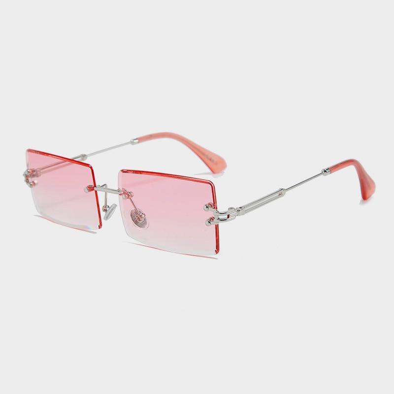 Fashion Rimless Women Trendy Small Rectangle Sunglasses With High Quality metal frame And UV400 Protection