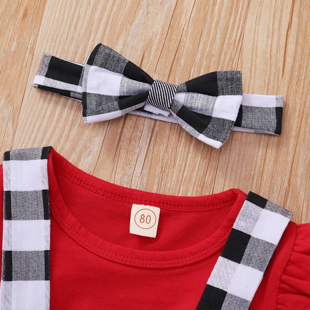 Cute Outfits Autumn Winter Plaid Suspender Christmas Dress Clothing Kids Girls Skirts