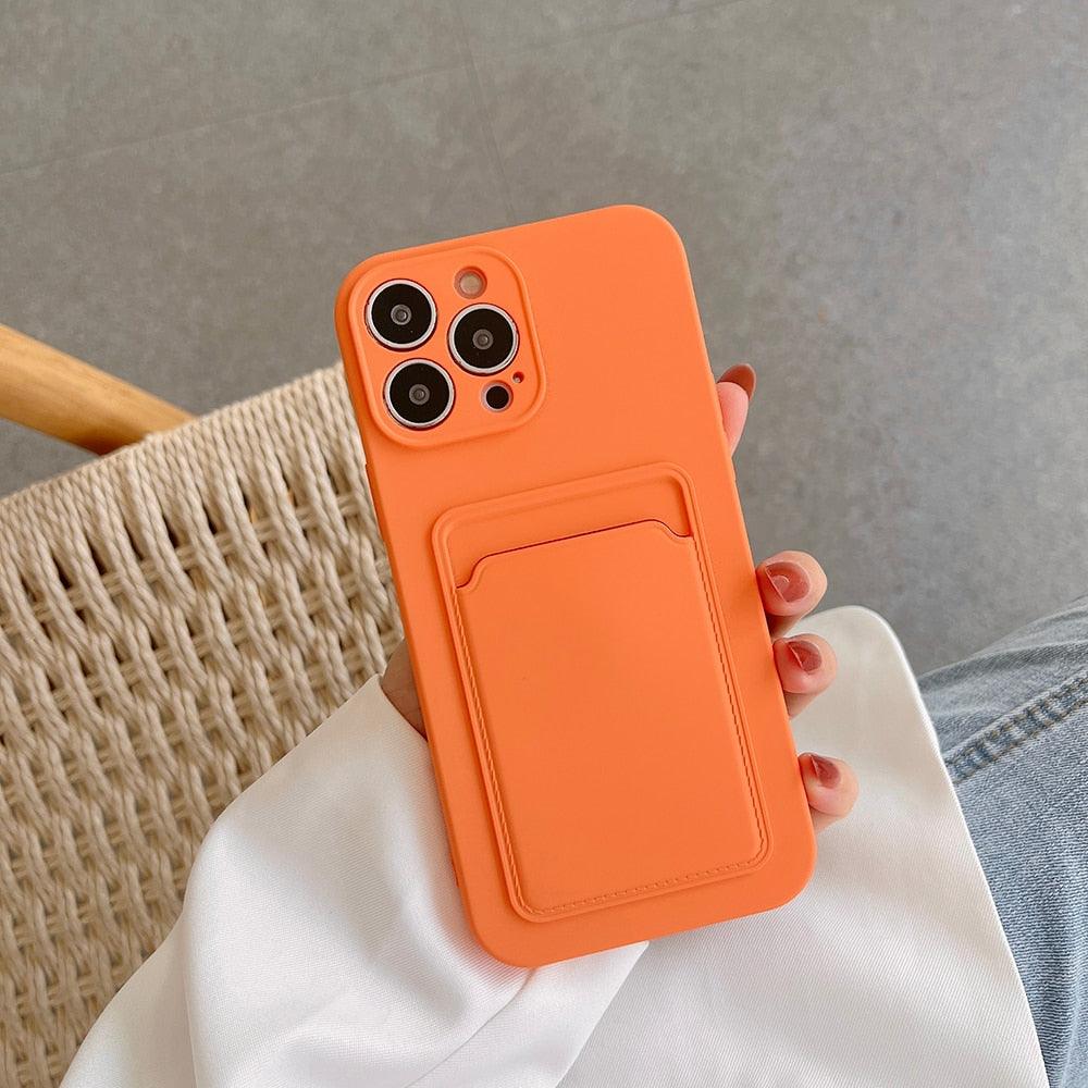 Soft Silicone Card Phone Case for IPhone 13 12 Pro Max Shockproof Protector Cover for IPhone 14 Plus Cases Heavy Duty Solid Slim Lightweight Anti-Shock Cover for iPhone
