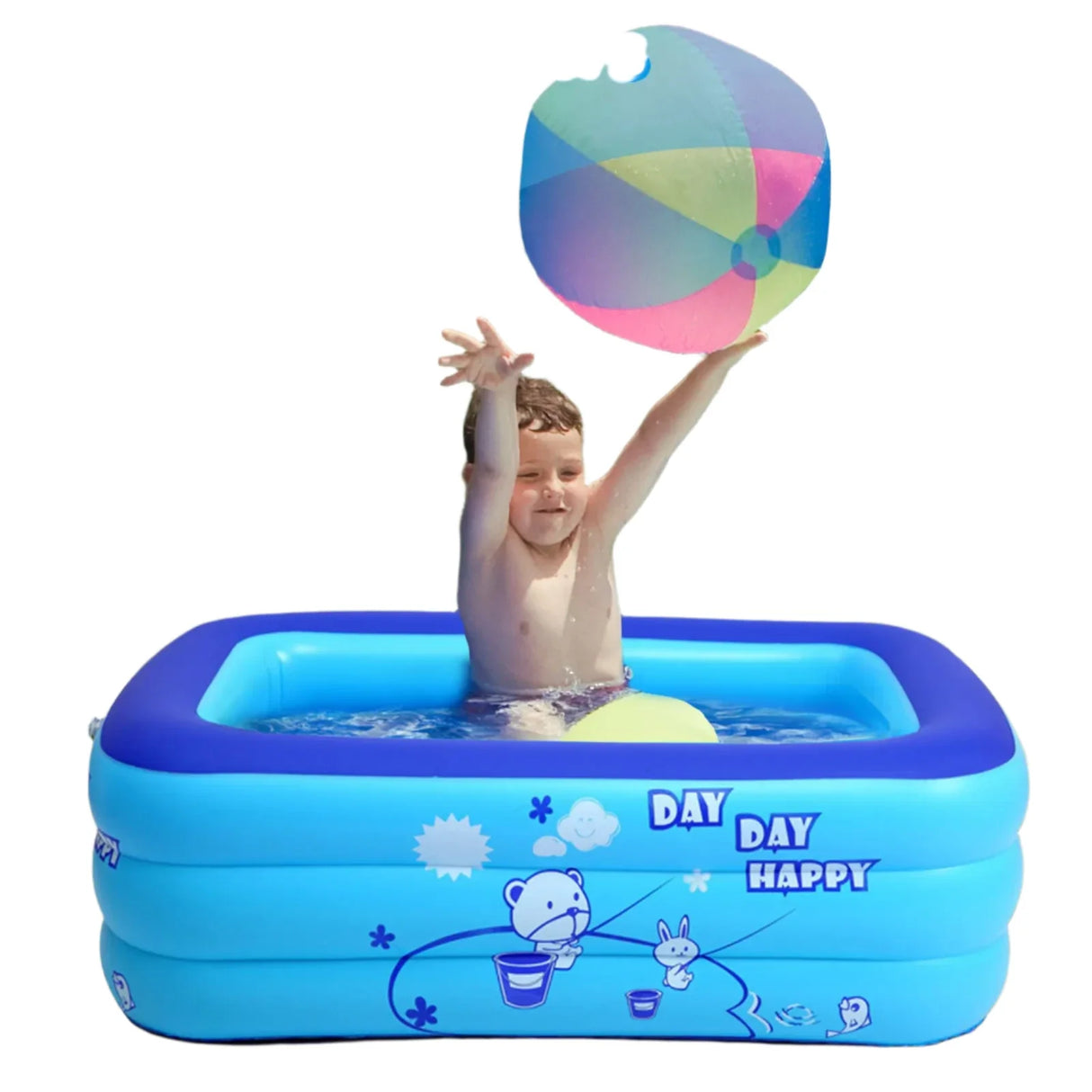 Inflatable Family Pool with Bubble Bottom Create a Splashing Good Time