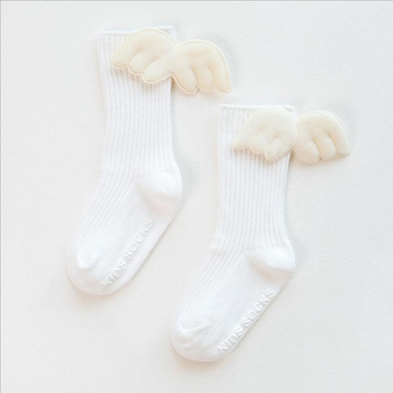 Luxury Modern Socks Baby Girls Knee High Socks With Angel wing Summer Autumn Cotton Socks Solid Candy Color Toddler For Kids