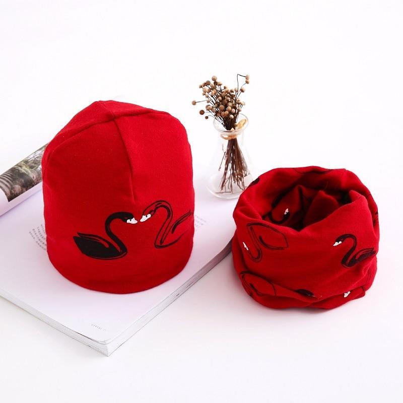Star Print Cotton Hat And Scarf Baby Beanie Kids Caps Children's Accessories For Boys and Girls