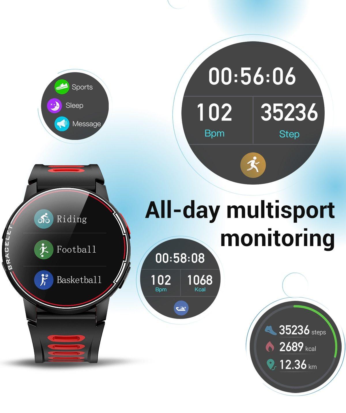New Proffesional Smart Watch With IP68 Waterproof Protection Sport Men Women Bluetooth Smartwatch Fitness Tracker Heart Rate Monitor For Android IOS
