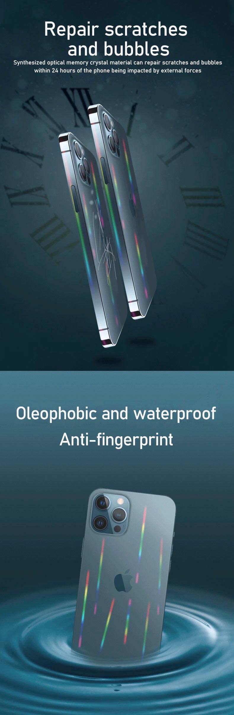 Gradient Laser Aurora Hydrogel Film For iPhone 13 11 12 Pro Max Mini X XS XR 7 8 Plus SE 2 Screen Protector Soft Full Back Cover Thin Scratch Resistant Back Screen Guard for Iphone