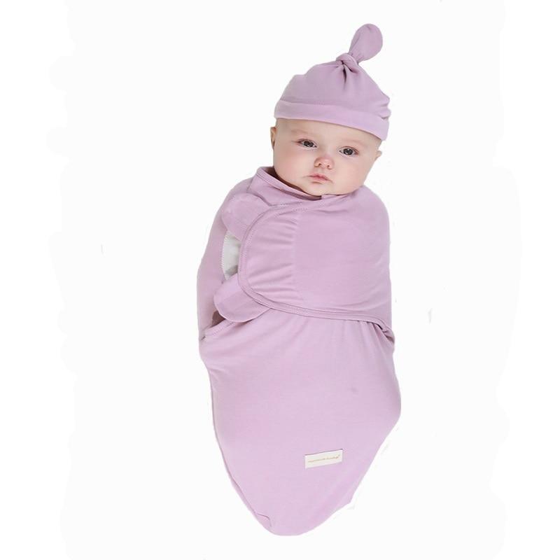 Baby Swaddle Blanket With Cap For Newborn Wrap Cotton Swaddling Bag Baby Envelope Sleep sack Blanket .