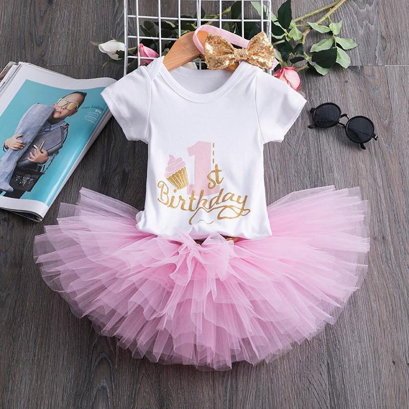 New 1st Birthday Tutu Baby Infant Christening Cake Dresses for Party Kids 1 Year Baby Girl For Birthday Party