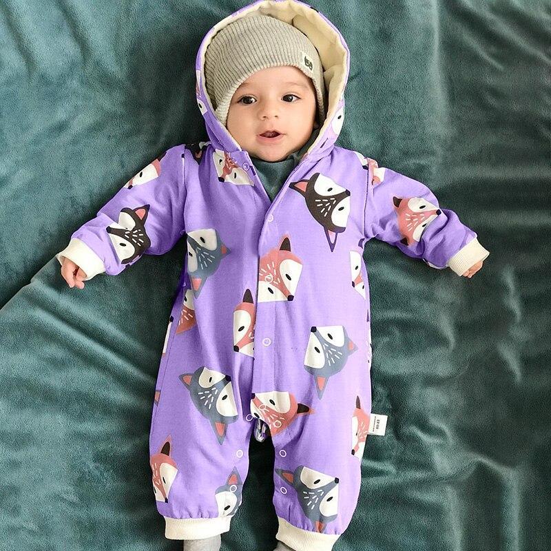 Winter Baby Cartoon Fox Baby Long Sleeve Romper Cute Clothes Onesie for New Born Baby Boy / girl Romper Jumpsuit For Winter Season