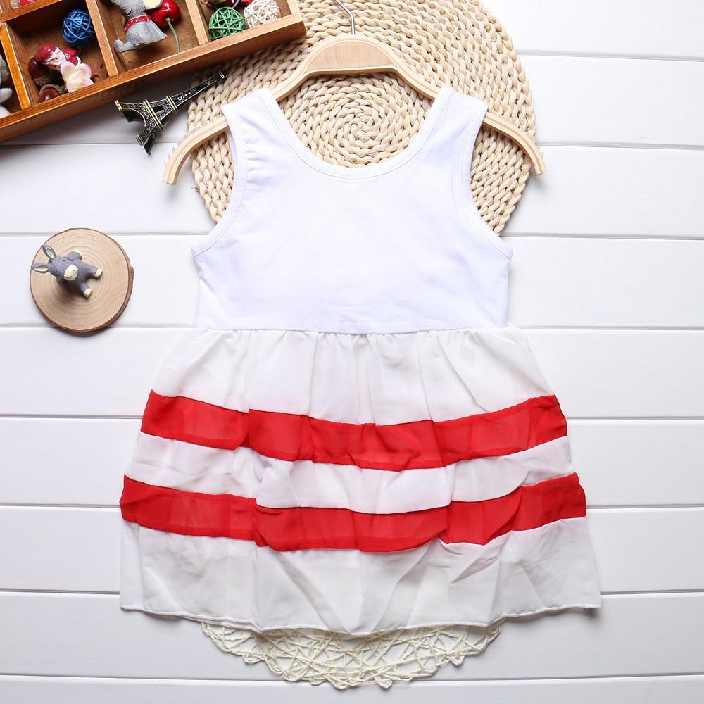 Baby Girl Clothes for Kids with Cute Purple Stripe and Round Neck Sleeveless Chiffon Dresses For Girls