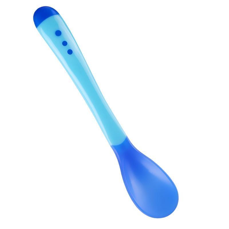 4 Color Advanced Silicone Feeding Spoon Temperature Sensing Weaning Soft Head Spoons for 4-24 Months Baby And Spoon and Bowl Set