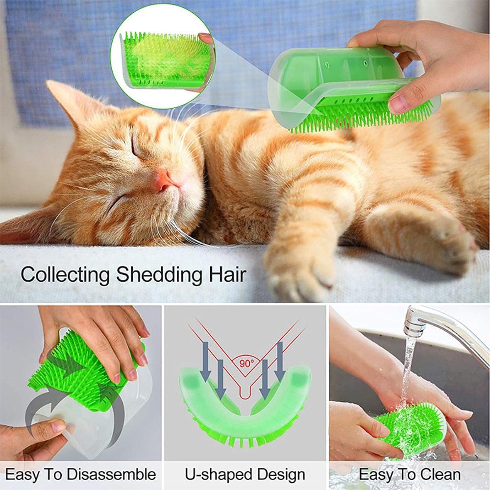 Massager for Cats Pet Products Pets Goods Brush Remove Hair Comb Grooming Table Dogs Care Accessories Things Strip Soft Cat Massage Brushes Wall Mounted Scraper for Kitten
