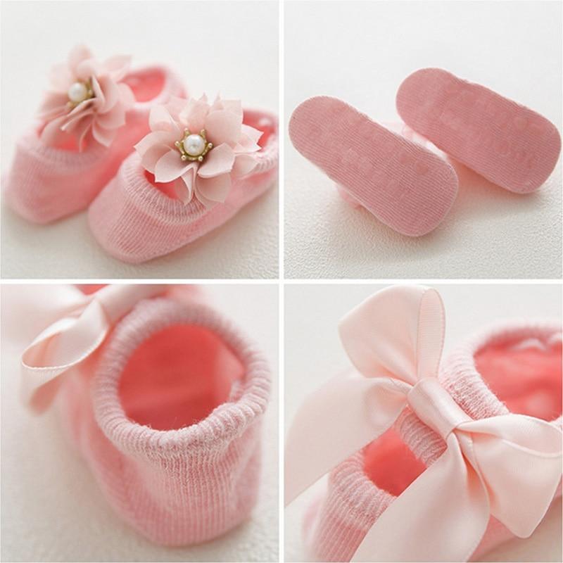 Baby Girl Anti-Slip Cotton Bow Lace Flower Floor Socks Spring Socks Excellent Quality Everyday Wear