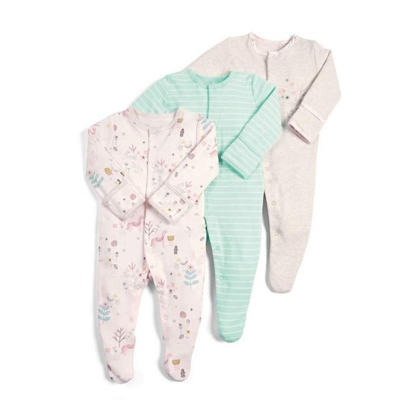 3Pcs Baby unisex Rompers Long Sleeve Sleep suit Cartoon Jumpsuit Baby Pajamas Stes For Kids Between 0-12Months