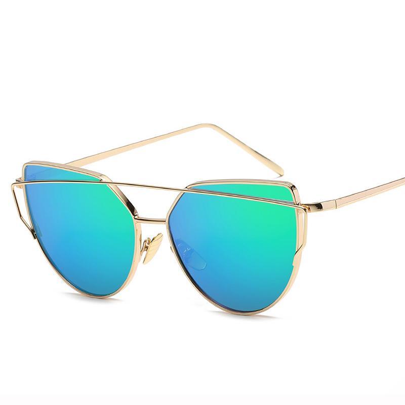 NEW Stevvex Designer Cat eye Sunglasses For Women and Ladies in Vintage Metal Reflective Glasse Mirror Retro Oculos De Sol Gafas Style With UV 400 Protection
