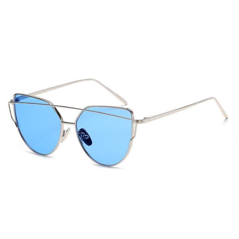 Luxury Vintage Modern Cat Eye Metal High Quality Frame With Miror Sunglasses For Women and Lady sunglasses With UV400 Protection