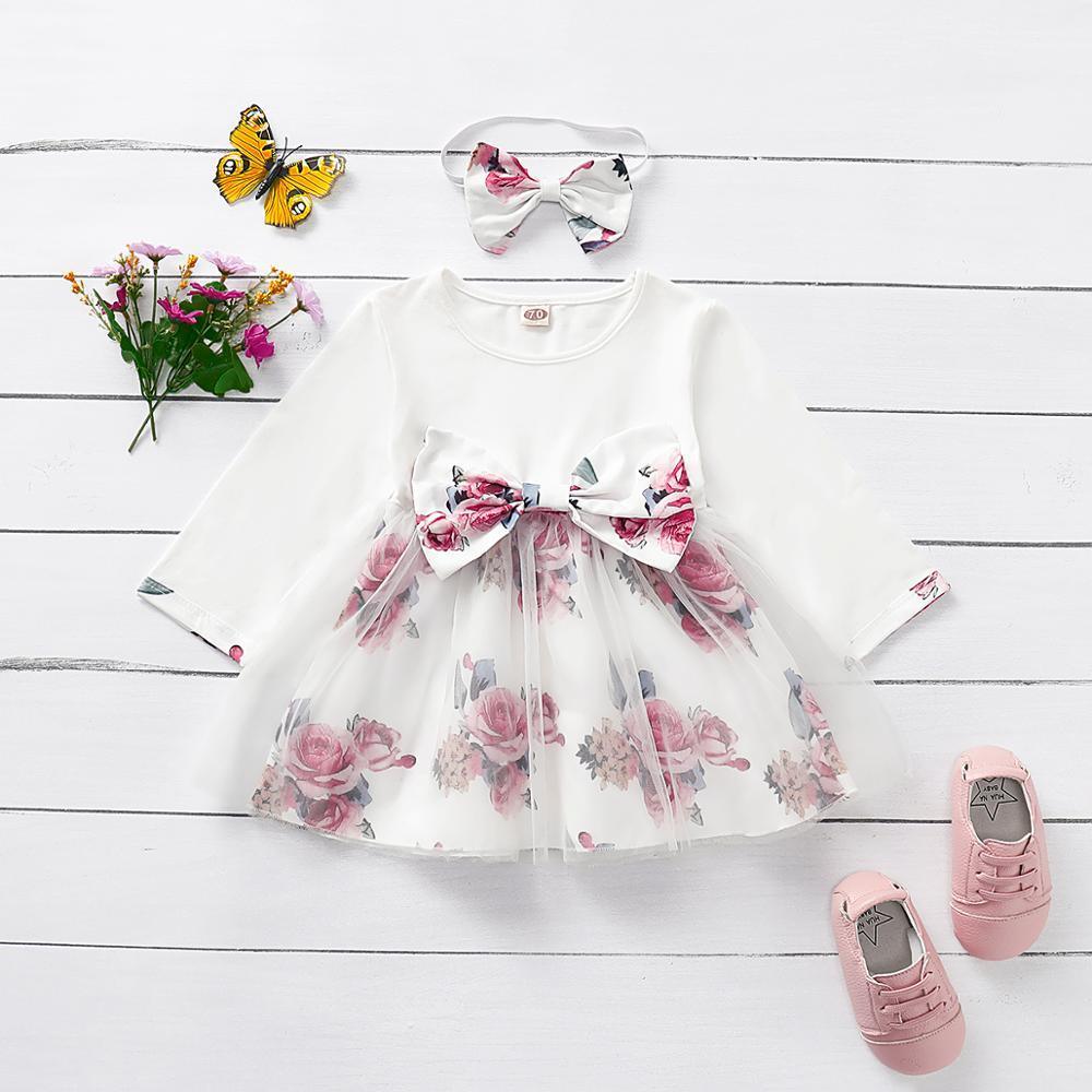 Baby Girl Flower Dress Pretty Bow Outfits Long Sleeve Toddler Girl Unique Design Perfect Gift