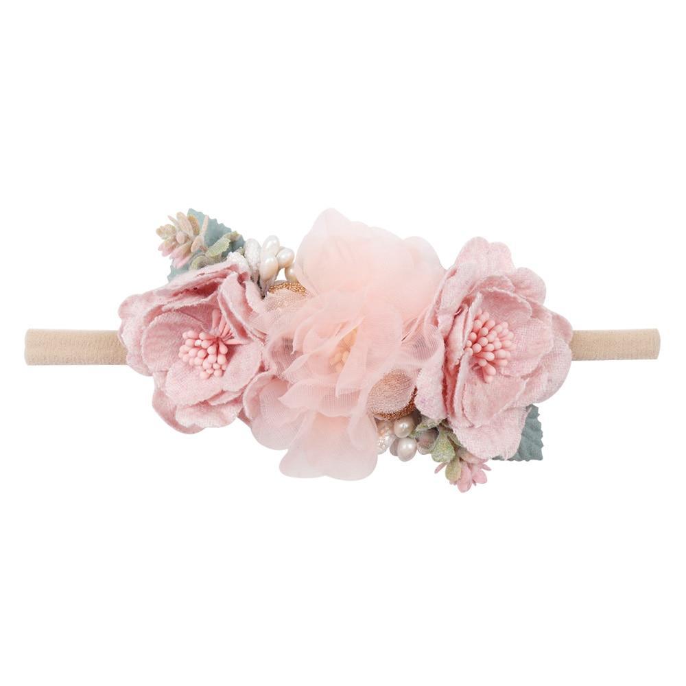 Handmade Luxury Pearl Baby Headbands Bundle Nylon Elastic Newborn Hair Accessories for Girls Kids