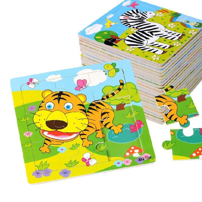 1 Pcs Animal Wooden Puzzles For Children In Wooden 3D Mosaic Puzzles Kids Educational Toys Design For Baby Birthday Gifts