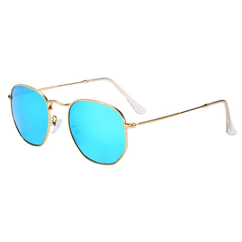 New Luxury and Elegant Reflective Universla Sunglasses for Men and Women Stainless Steel Frame Eyewear Mirror Hexagon Glasses With UV400 Protection