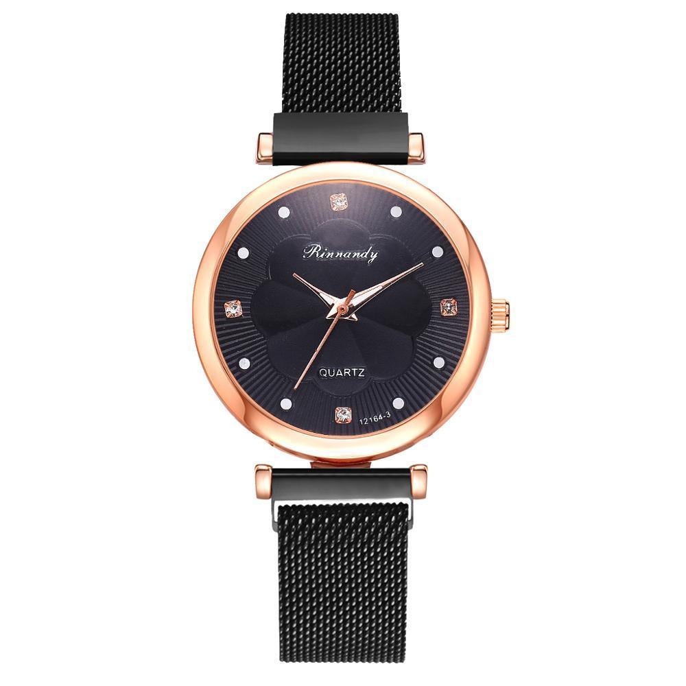 Fashion Set Women Watches Luxury Magnet Buckle Flower Rhinestone Watch Ladies Quartz Wrist Watch WIth Bracelet In Set For Women and Girls
