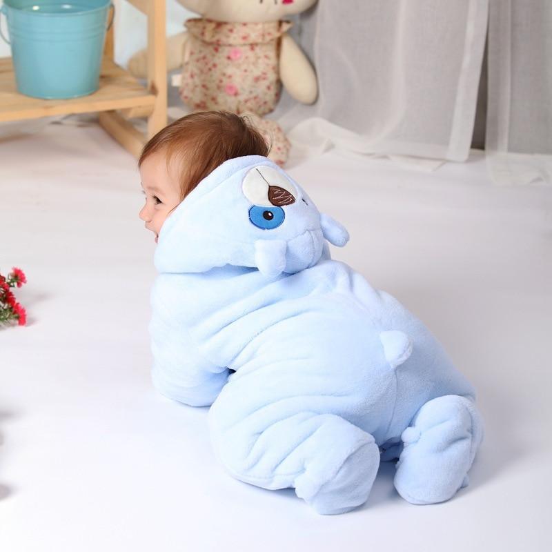 Modern Winter Baby Bear Animal Costume Hooded Romper Warm Flannel Plush Jumpsuit For Girls and Boys