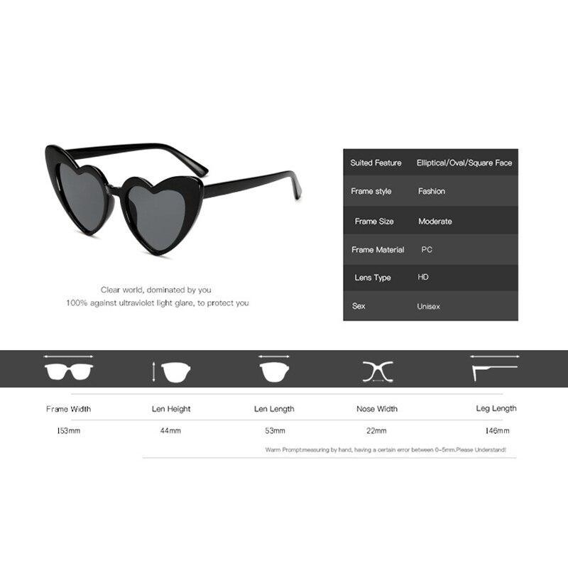 Elegant Retro Love Heart Sunglasses Women Big Frame Personality Sunglasses Fashion Cute Retro Cat Eye Vintage Sunglasses For Women and Girl