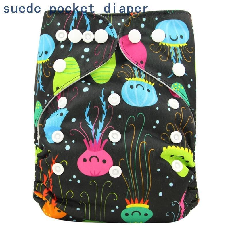 Newborn Cloth Diaper Sewed in Charcoal Bamboo Insert and Suede Pocket Diapers Waterproof Baby Nappies Design for Baby