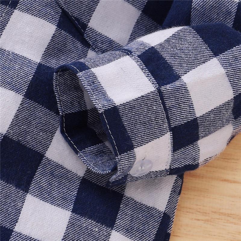 Spring Autumn Newborn Cotton Casual classic Plaid Collar Jumpsuit for Baby Boys / Girls In Elegant Retro Modern Style
