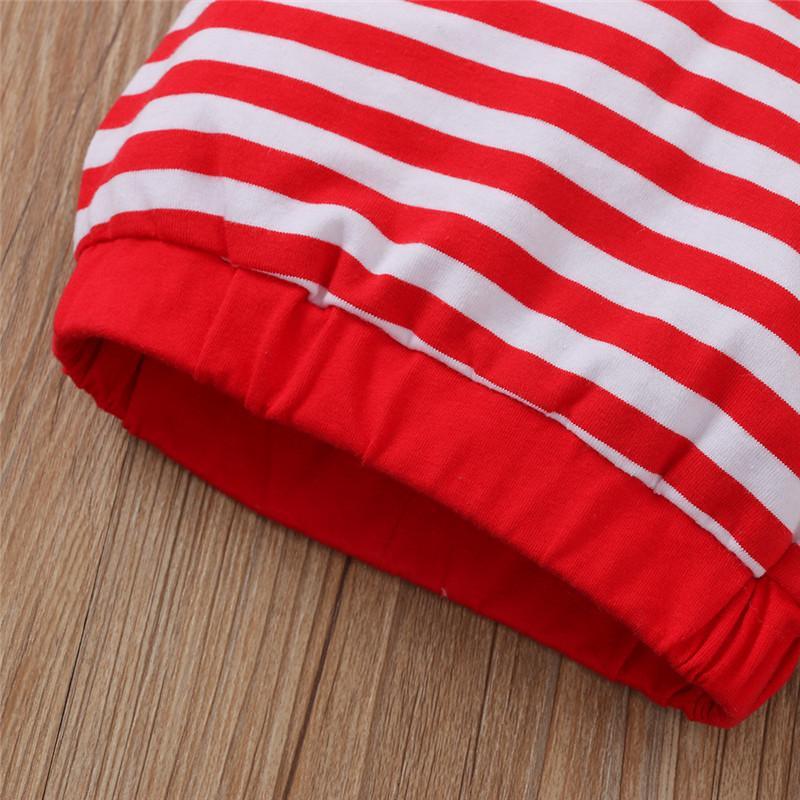 3PCS Romper Jumpsuits+Striped Pant Christmas Clothes Set Kids for Infant Boys/Girls In Christmas Printed Design