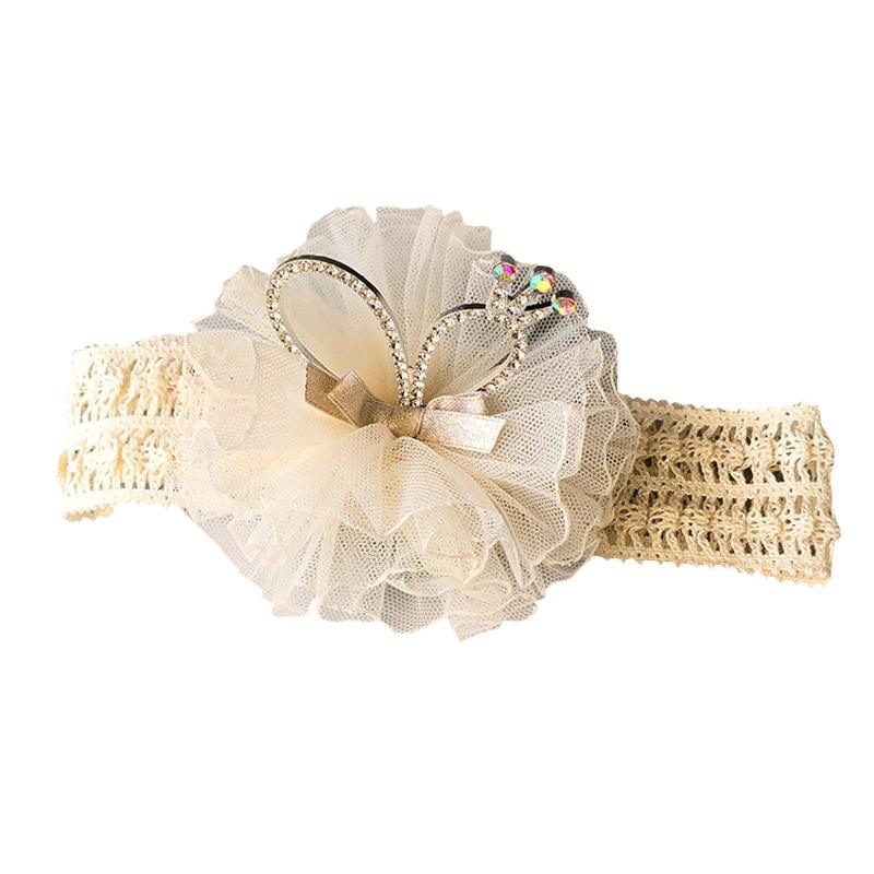 ILuxury Handmade Infant Child Hair Band Three-dimensional Alloy Rhinestone Crown Headdress Elastic Headband Turban For Baby Girls