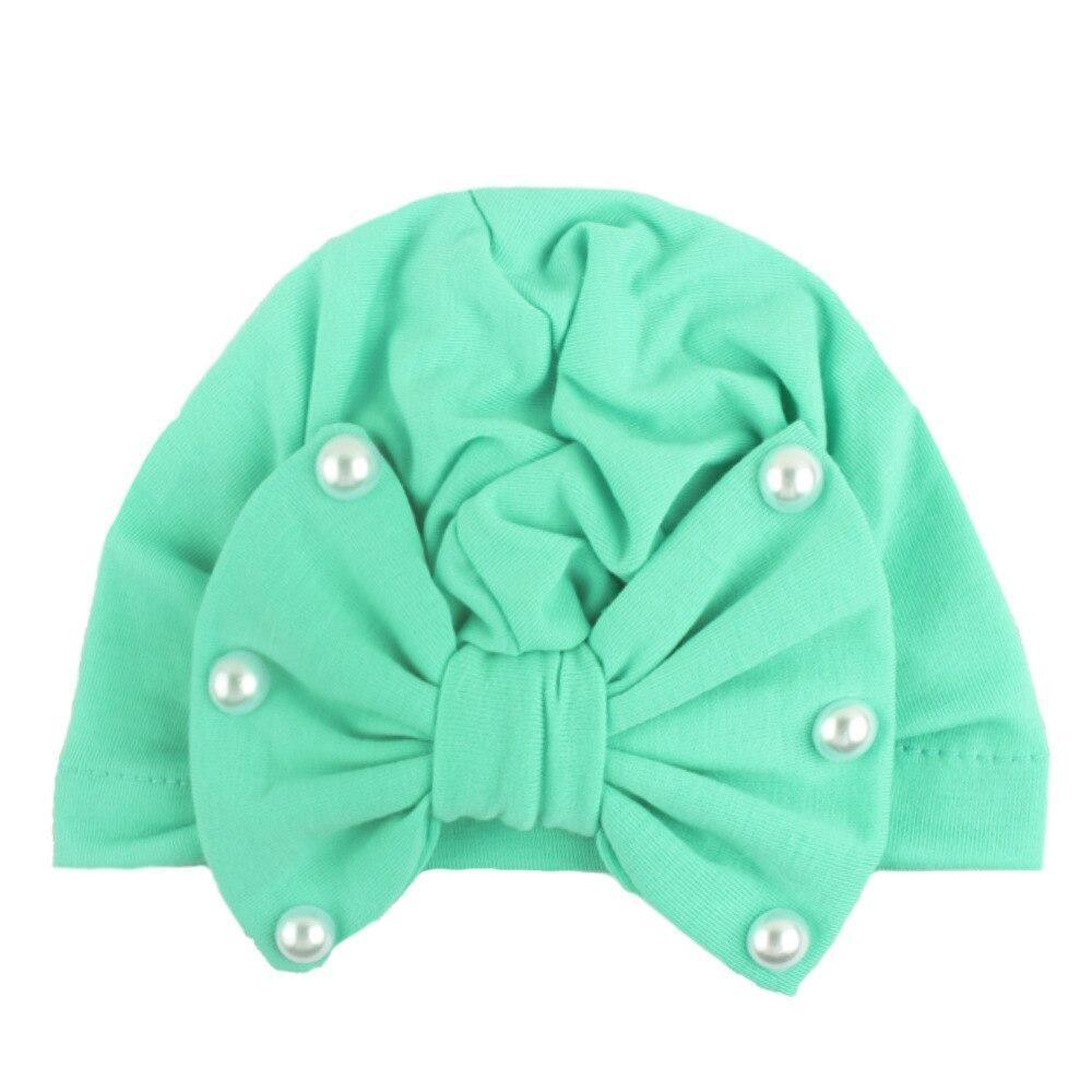 Modern Baby Hats Cute Rabbit Bow Knot with Pearls Baby Girl Hat with Pearls for Kids In Diamond Luxury Style